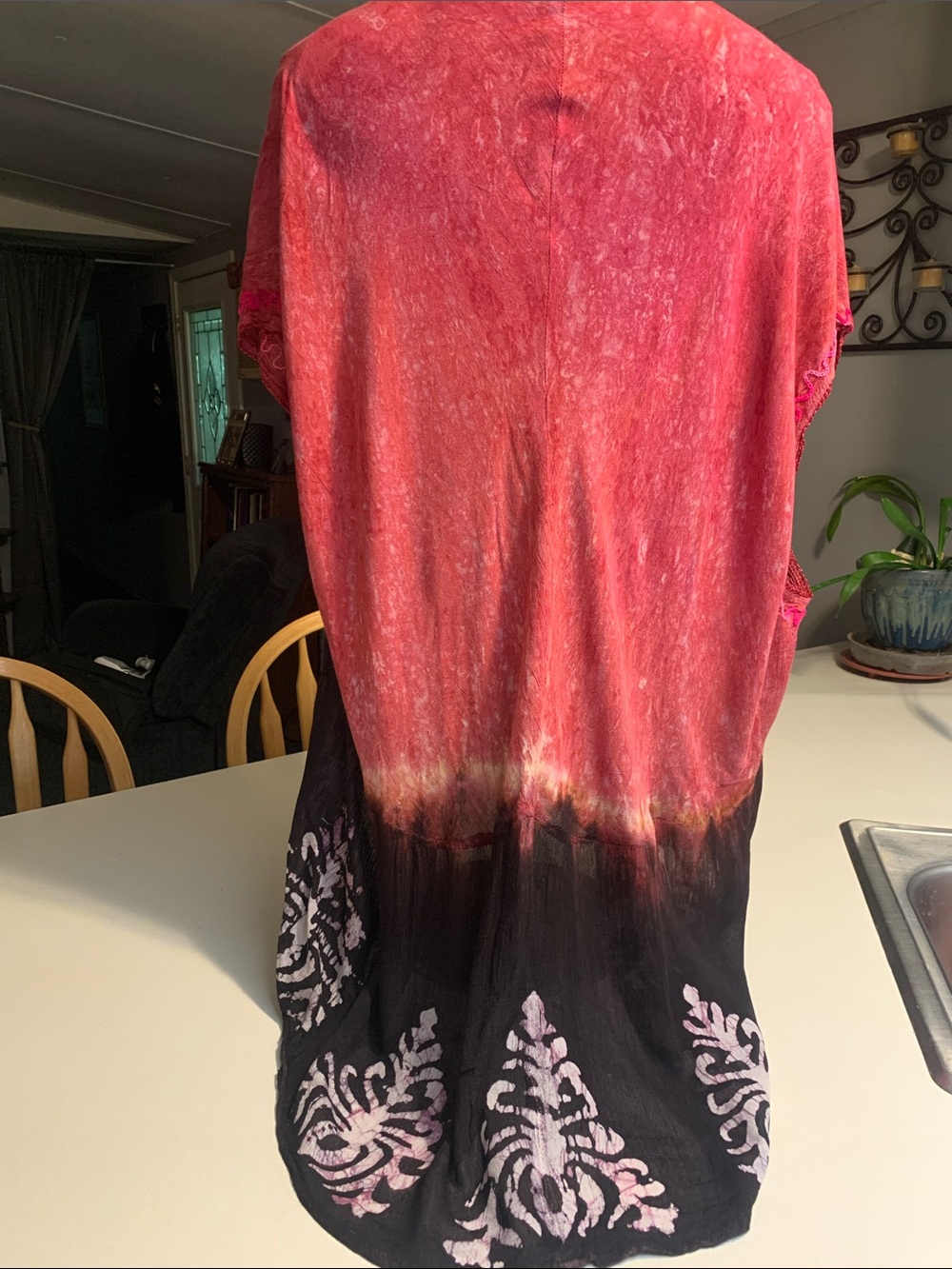 Women's Pink Batik Ombre Embroidered V-Neck Tunic Top/Cover-Up NWT - Picture 5 of 8